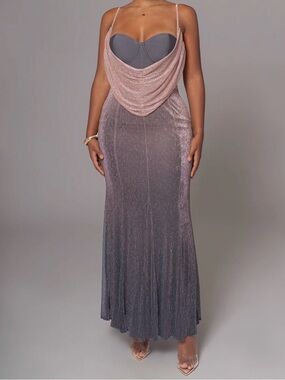 Shimmery Green Cowl Neck Maxidress